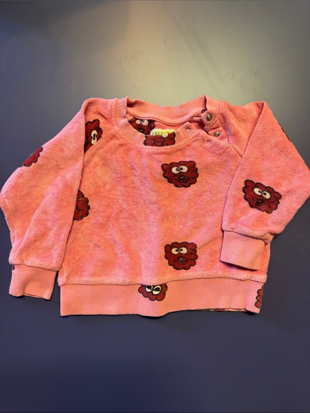 Kids Plush Pink Sweatshirt with Red Bear Faces
